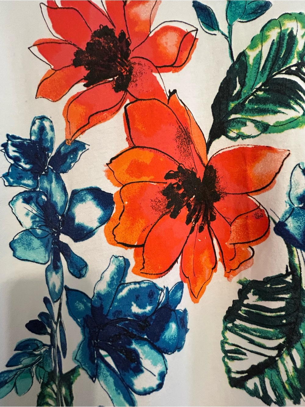 Tommy Bahama White Scoop-Neck Tee with Red & Blue Floral Print - Picture 3 of 4